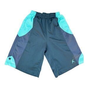 Air Jordan Y2K Jumpman Basketball Shorts Size M‎ Mens Elastic Black And Teal